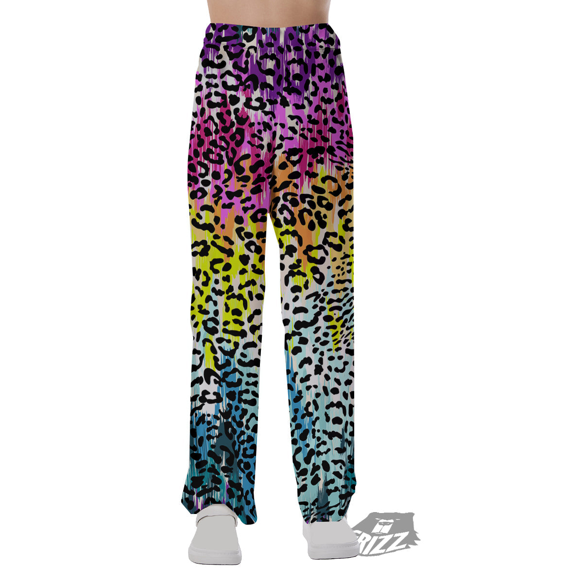 Abstract Vintage Colorful Leopard Print Pajama Pants-grizzshop