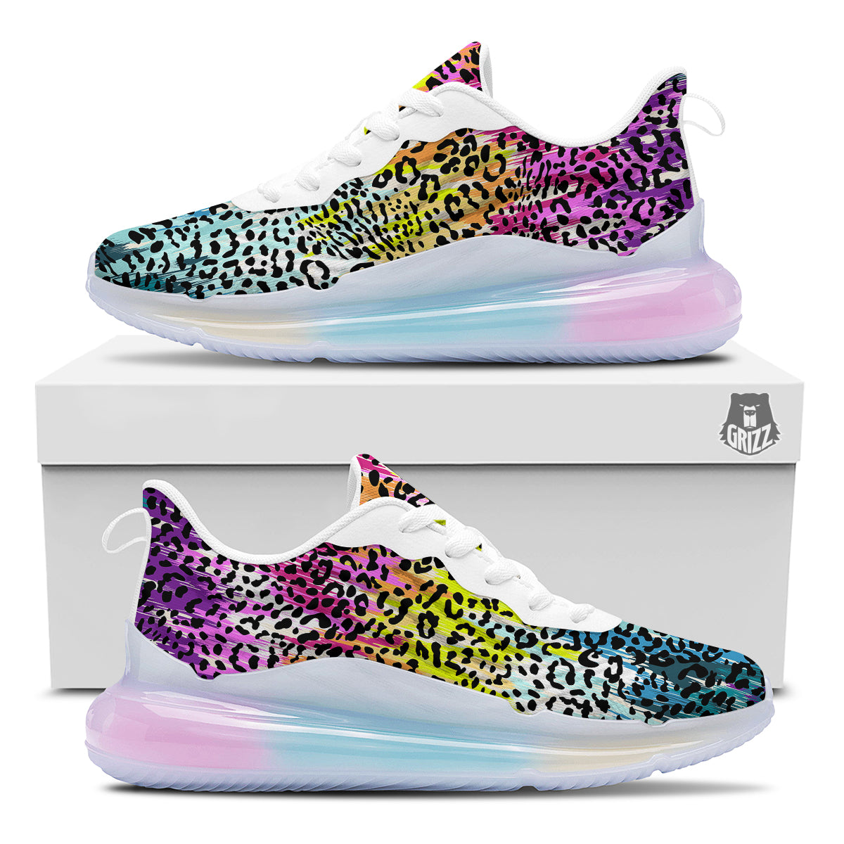 Abstract Vintage Colorful Leopard Print Running Sneakers-grizzshop