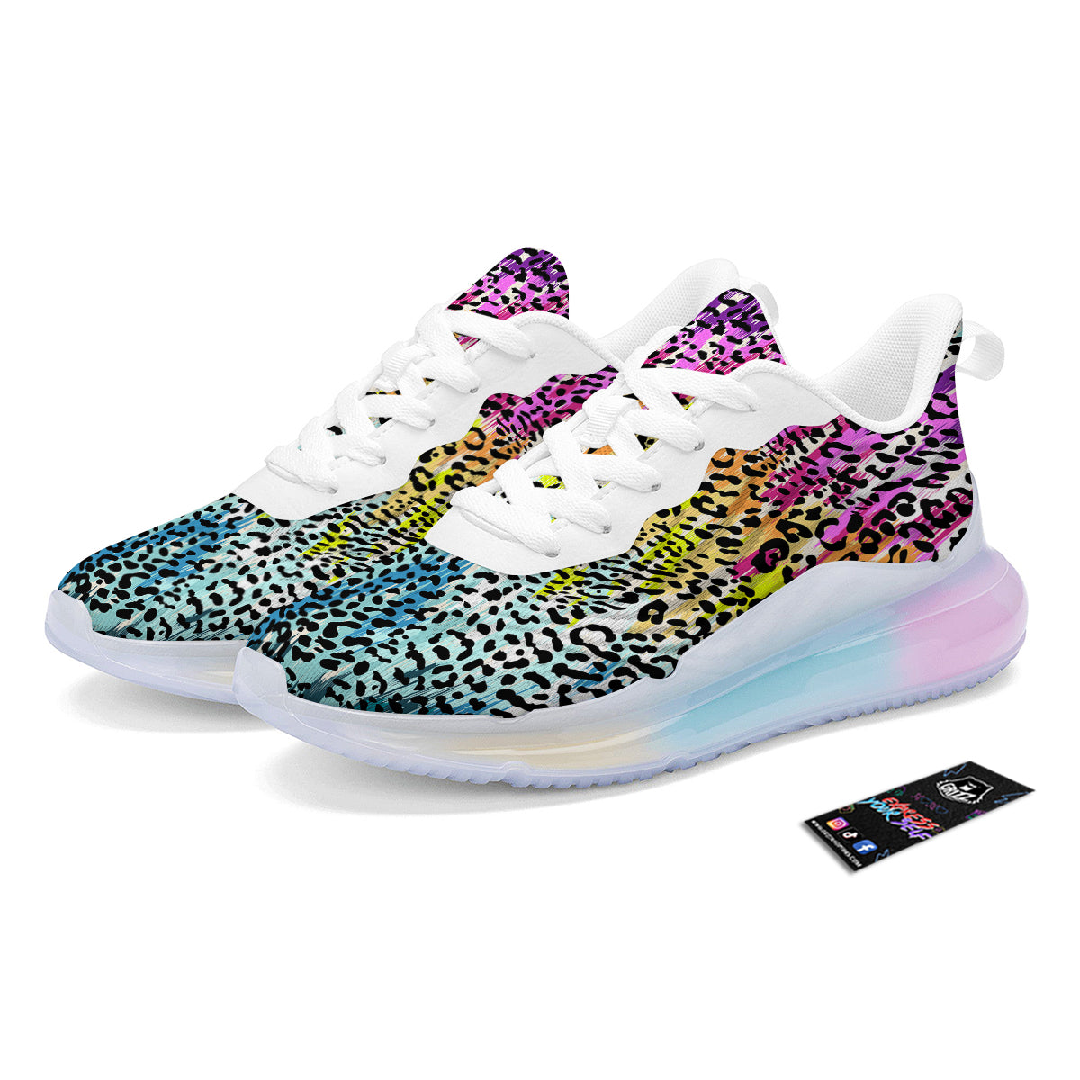 Abstract Vintage Colorful Leopard Print Running Sneakers-grizzshop