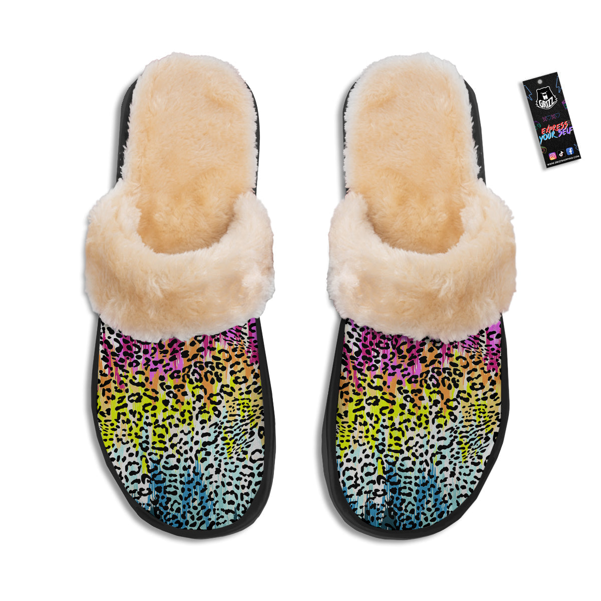 Abstract Vintage Colorful Leopard Print Slippers-grizzshop
