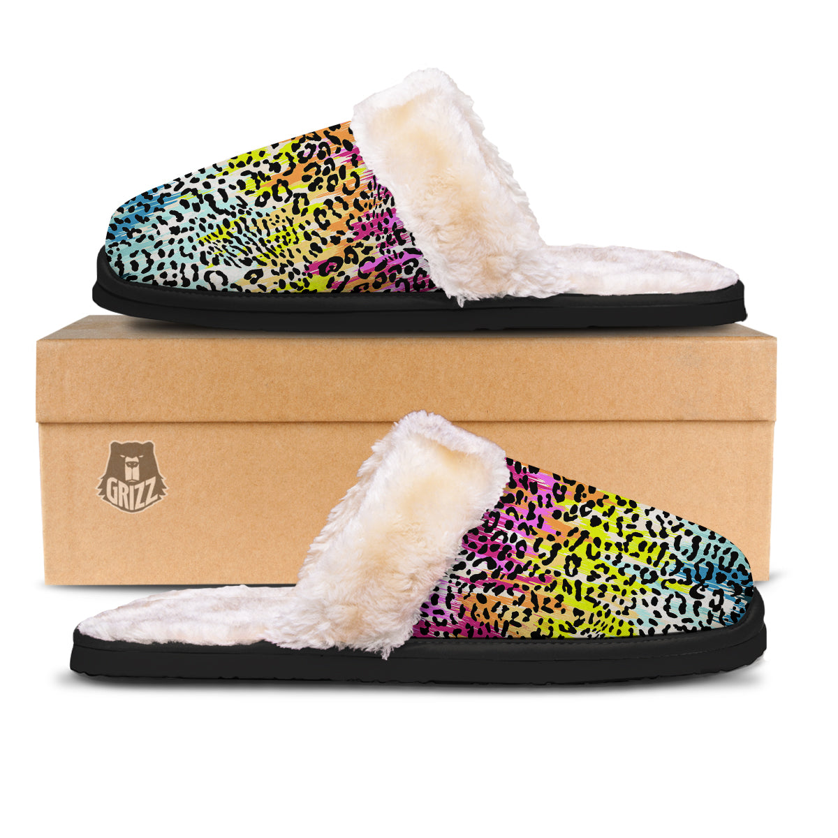 Abstract Vintage Colorful Leopard Print Slippers-grizzshop