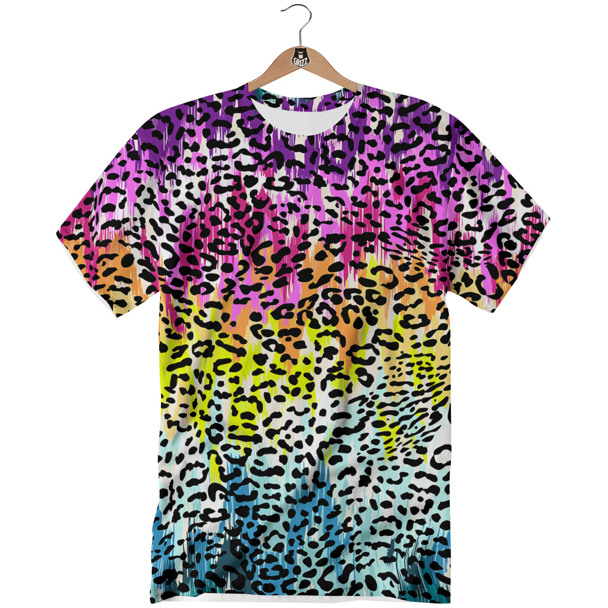 Abstract Vintage Colorful Leopard Print T-Shirt-grizzshop