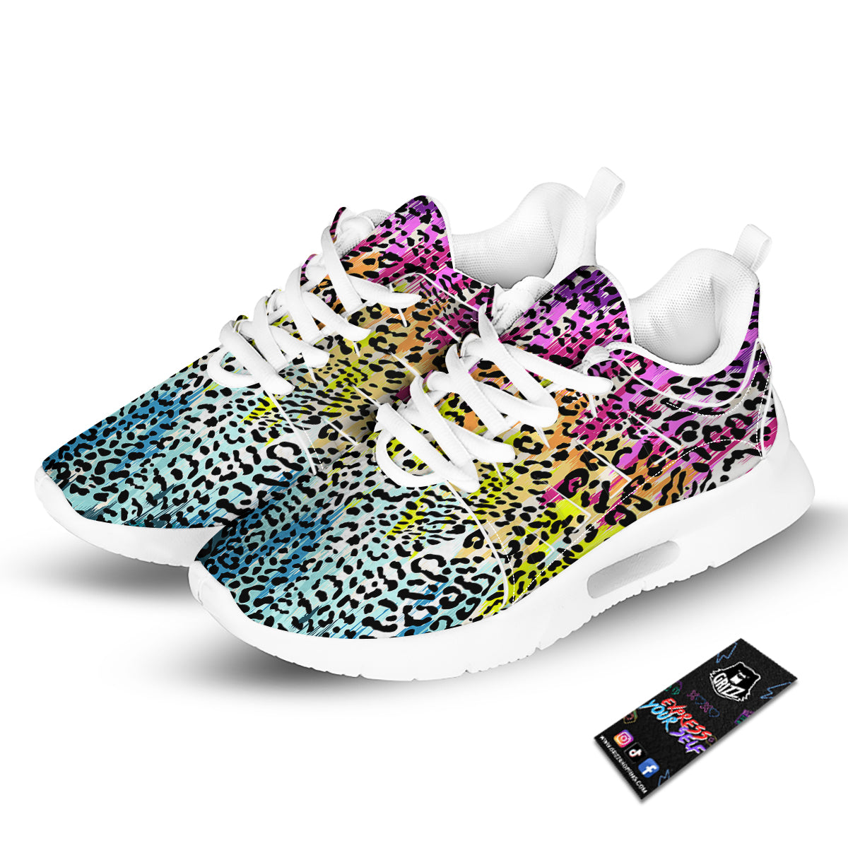 Abstract Vintage Colorful Leopard Print Tennis Shoes-grizzshop