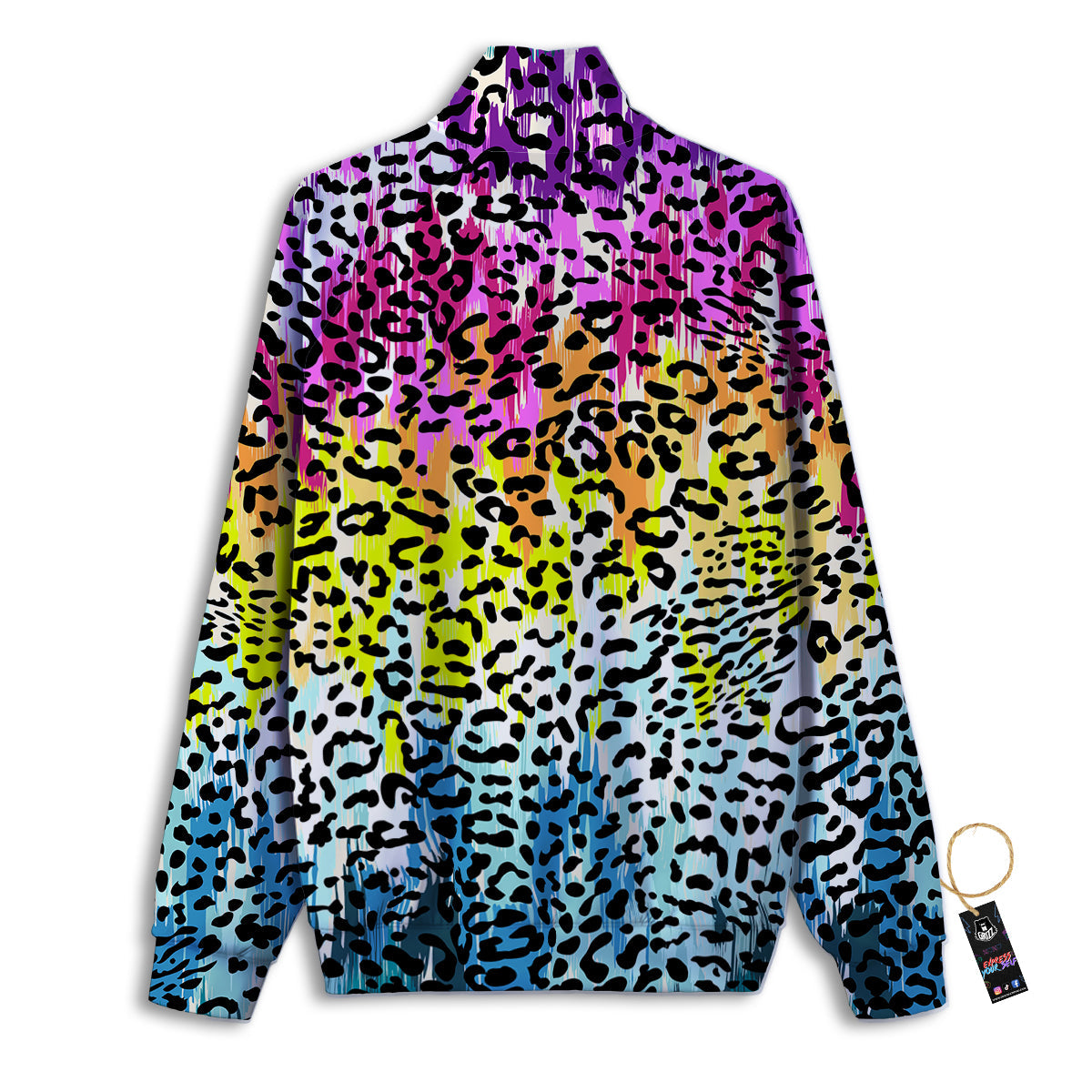 Abstract Vintage Colorful Leopard Print Track Jacket-grizzshop