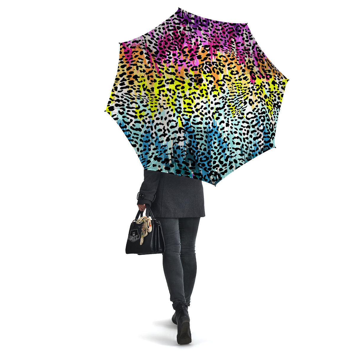 Abstract Vintage Colorful Leopard Print Umbrella-grizzshop