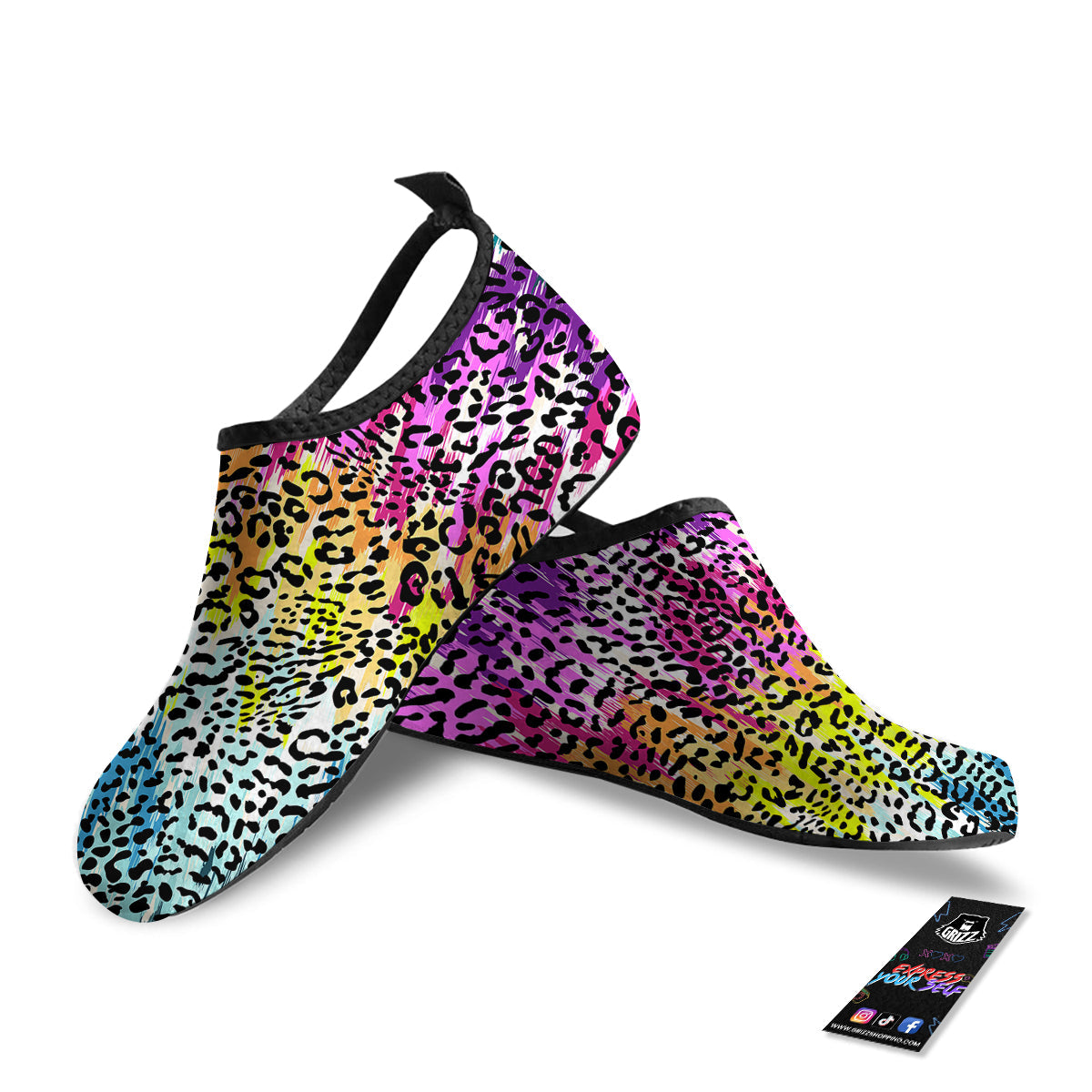 Abstract Vintage Colorful Leopard Print Water Shoes-grizzshop