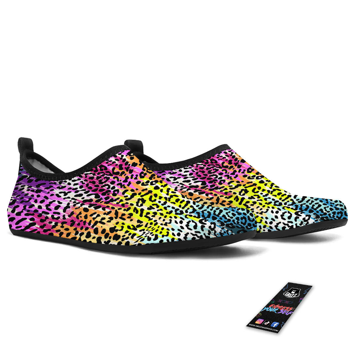 Abstract Vintage Colorful Leopard Print Water Shoes-grizzshop