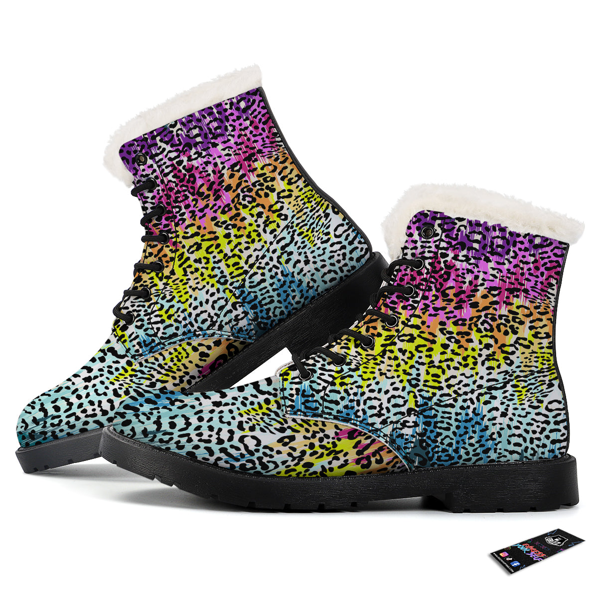 Abstract Vintage Colorful Leopard Print Winter Boots-grizzshop