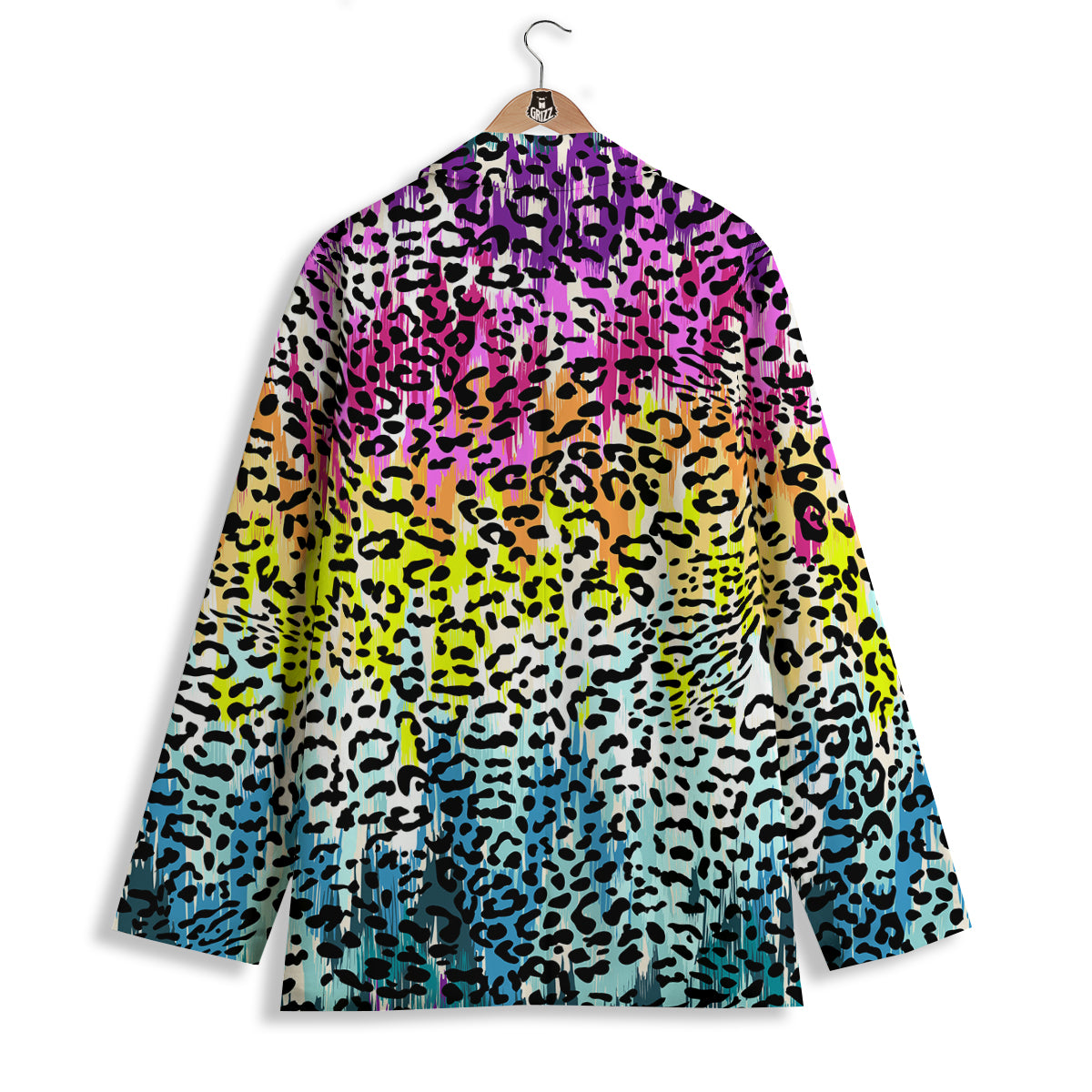 Abstract Vintage Colorful Leopard Print Women's Blazer-grizzshop
