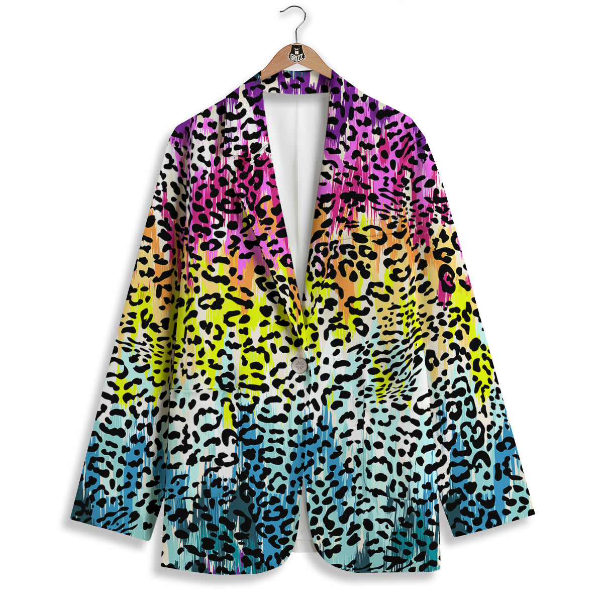 Abstract Vintage Colorful Leopard Print Women's Blazer-grizzshop