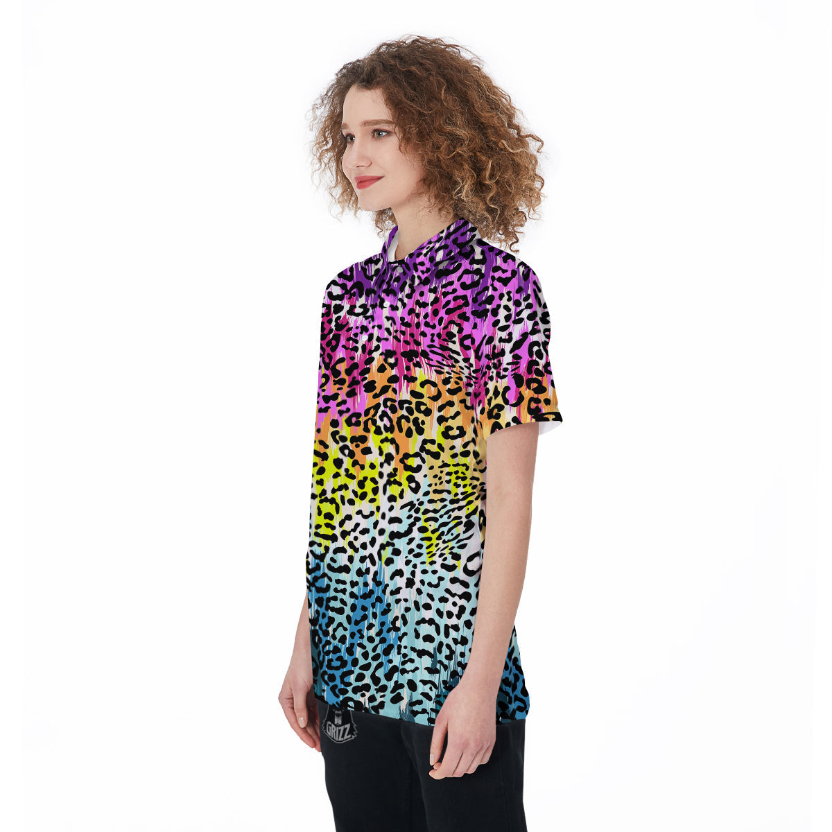 Abstract Vintage Colorful Leopard Print Women's Golf Shirts-grizzshop