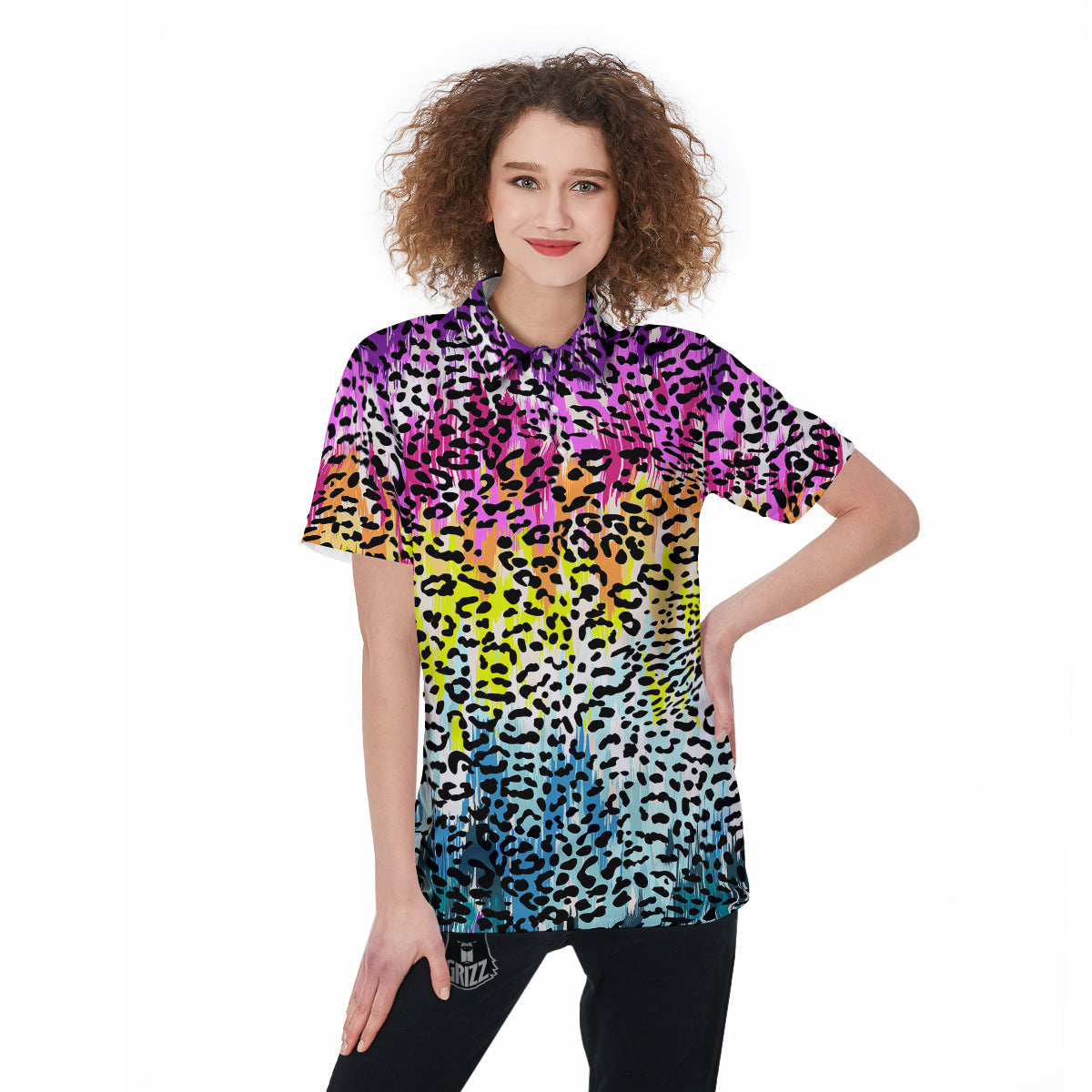 Abstract Vintage Colorful Leopard Print Women's Golf Shirts-grizzshop