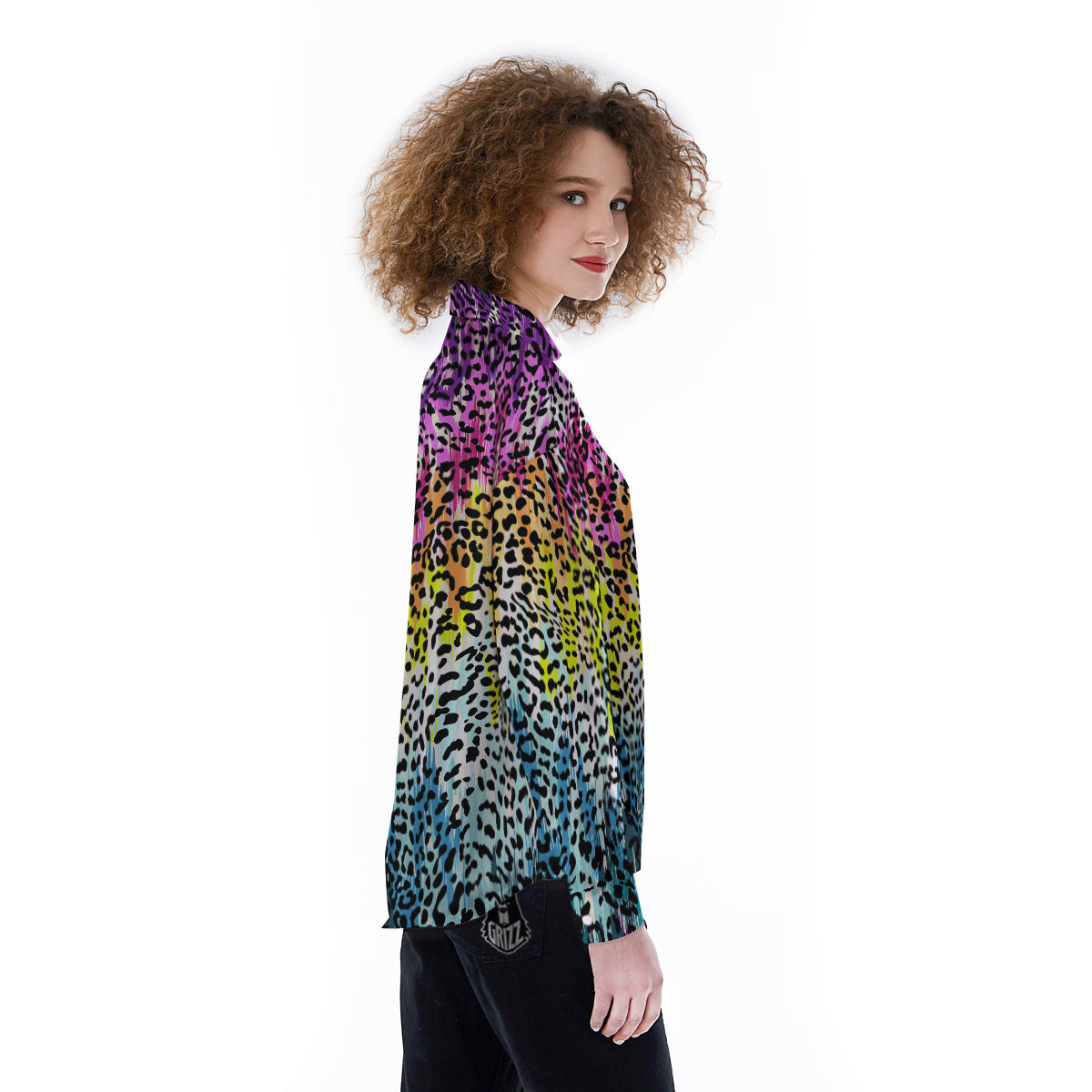 Abstract Vintage Colorful Leopard Print Women's Long Sleeve Shirts-grizzshop