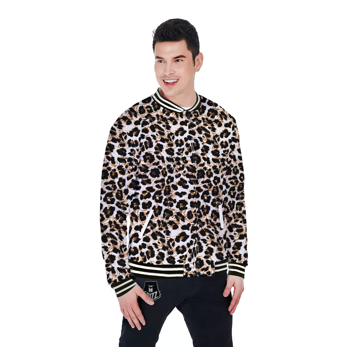Abstract Watercolor Leopard Print Pattern Baseball Jacket-grizzshop
