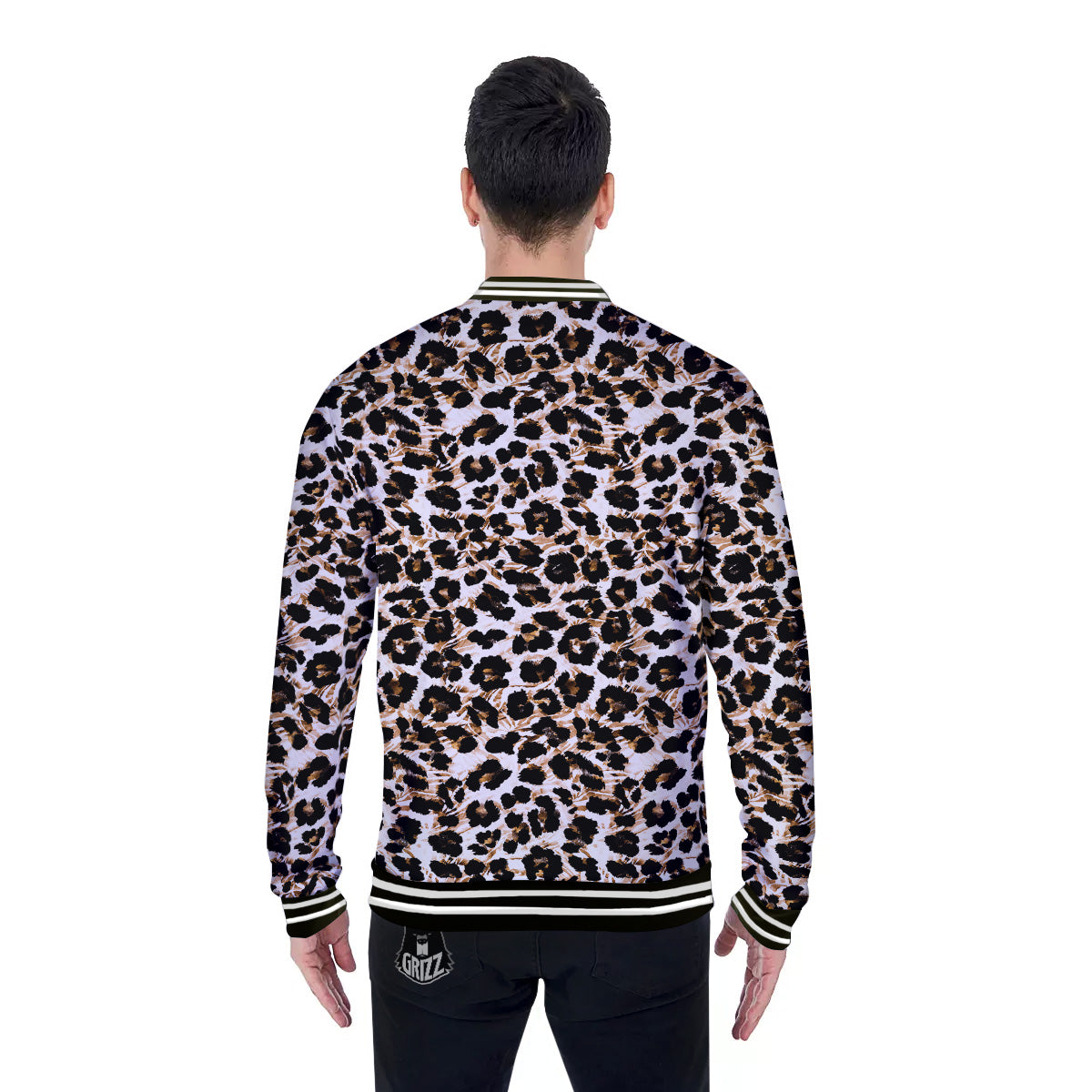 Abstract Watercolor Leopard Print Pattern Baseball Jacket-grizzshop