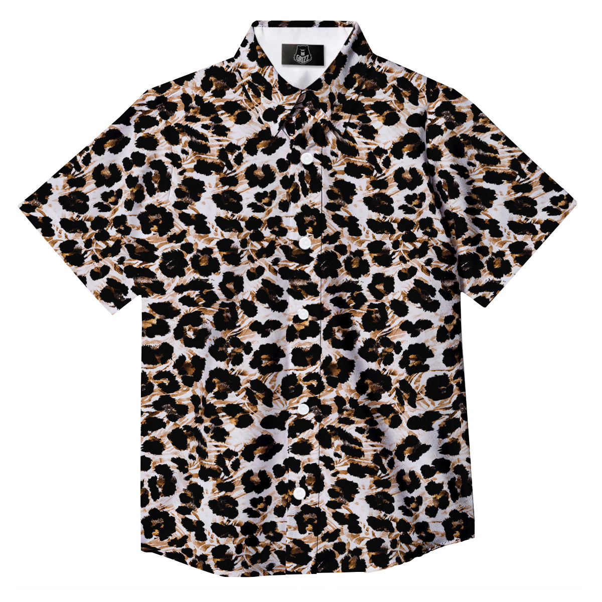 Abstract Watercolor Leopard Print Pattern Button Up Shirt-grizzshop