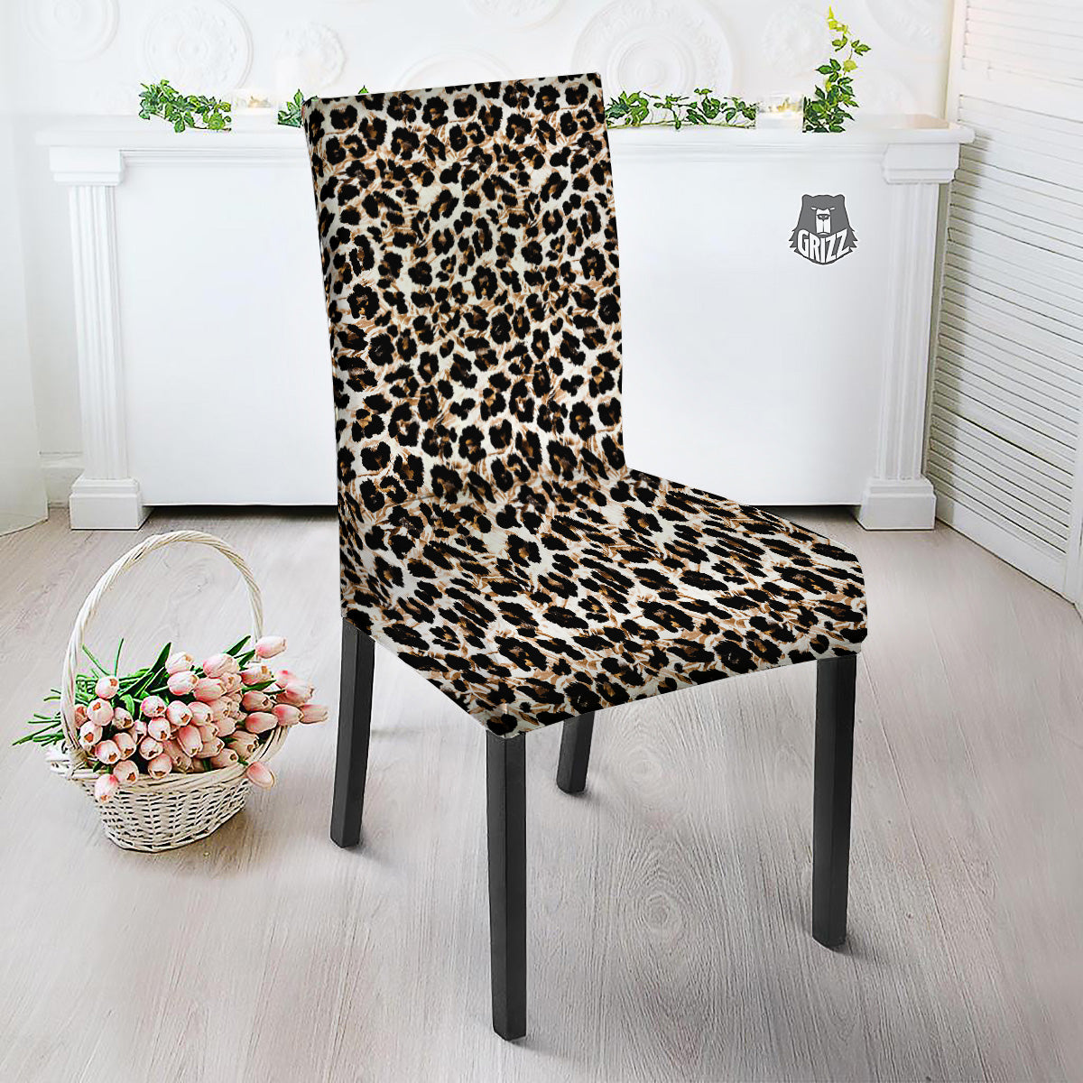 Abstract Watercolor Leopard Print Pattern Dining Chair Slipcover-grizzshop