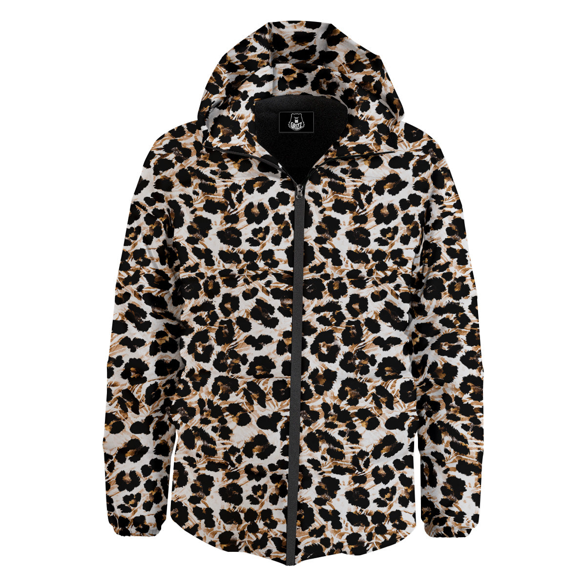 Abstract Watercolor Leopard Print Pattern Down Jacket-grizzshop