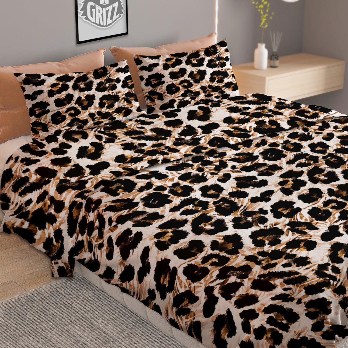 Abstract Watercolor Leopard Print Pattern Duvet Cover Bedding Set
