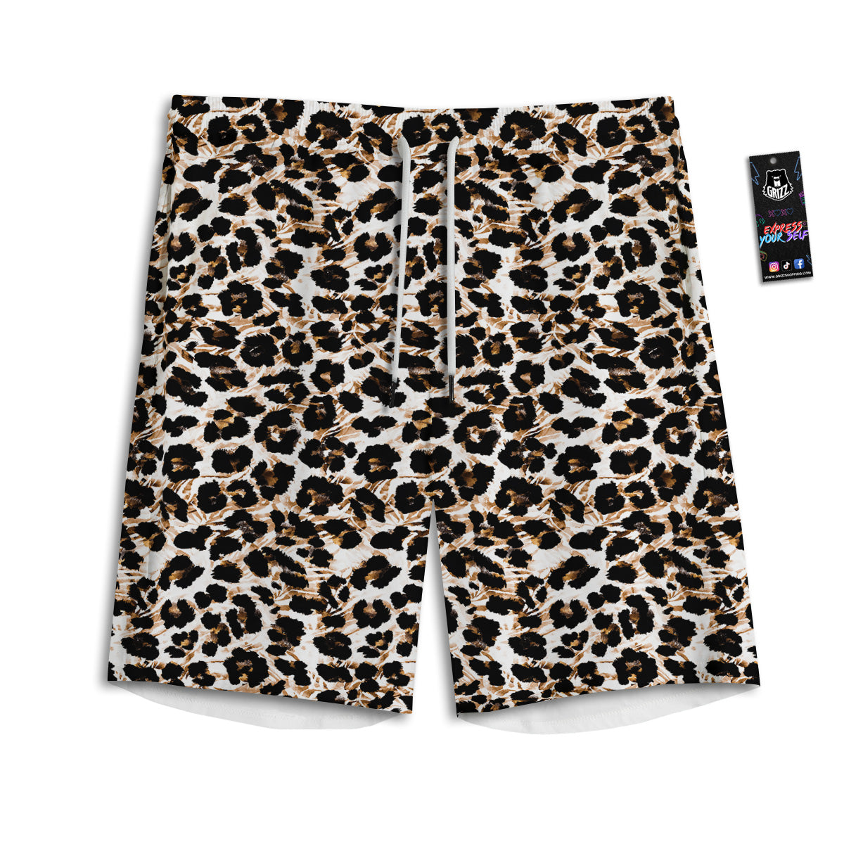 Abstract Watercolor Leopard Print Pattern Men's Athletic Shorts