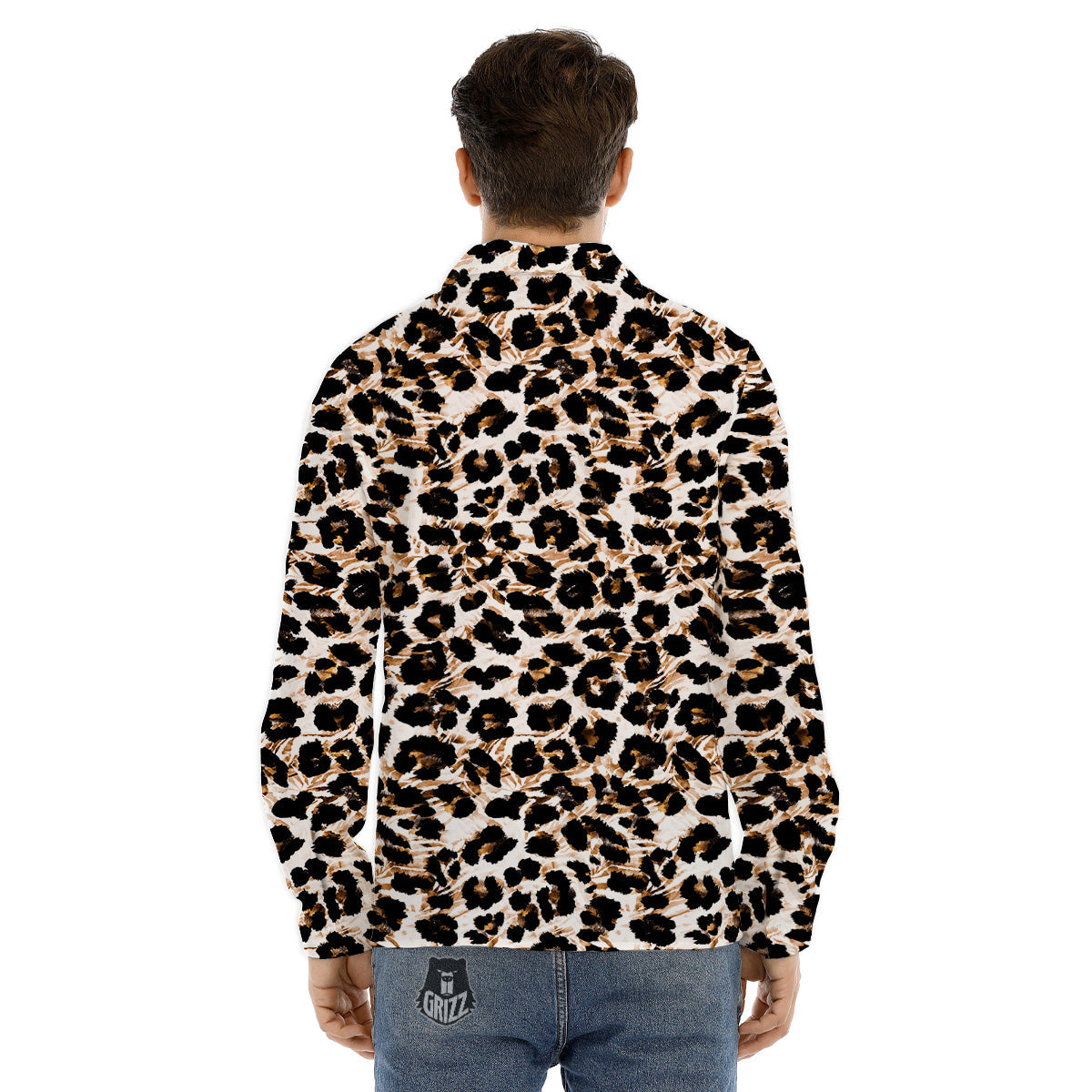 Abstract Watercolor Leopard Print Pattern Men's Dress Shirts-grizzshop