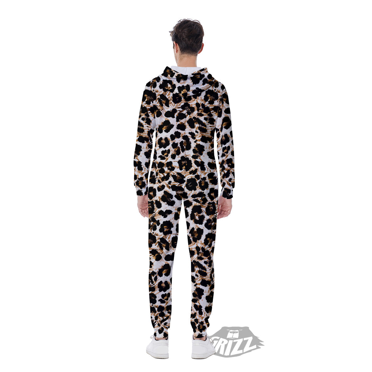 Abstract Watercolor Leopard Print Pattern Men's Jumpsuit-grizzshop