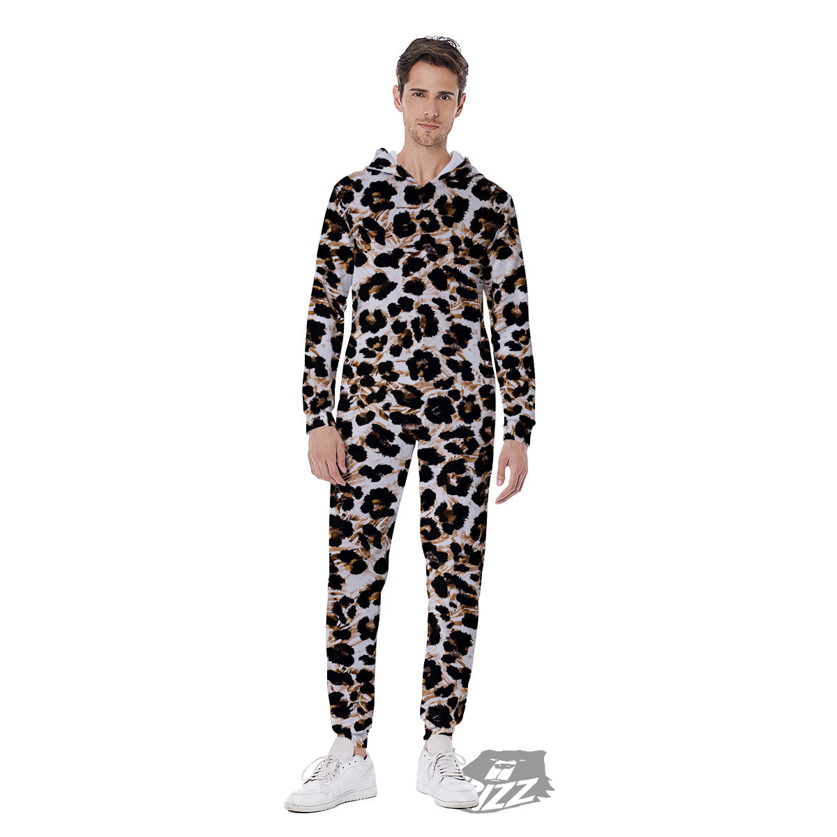 Abstract Watercolor Leopard Print Pattern Men's Jumpsuit-grizzshop