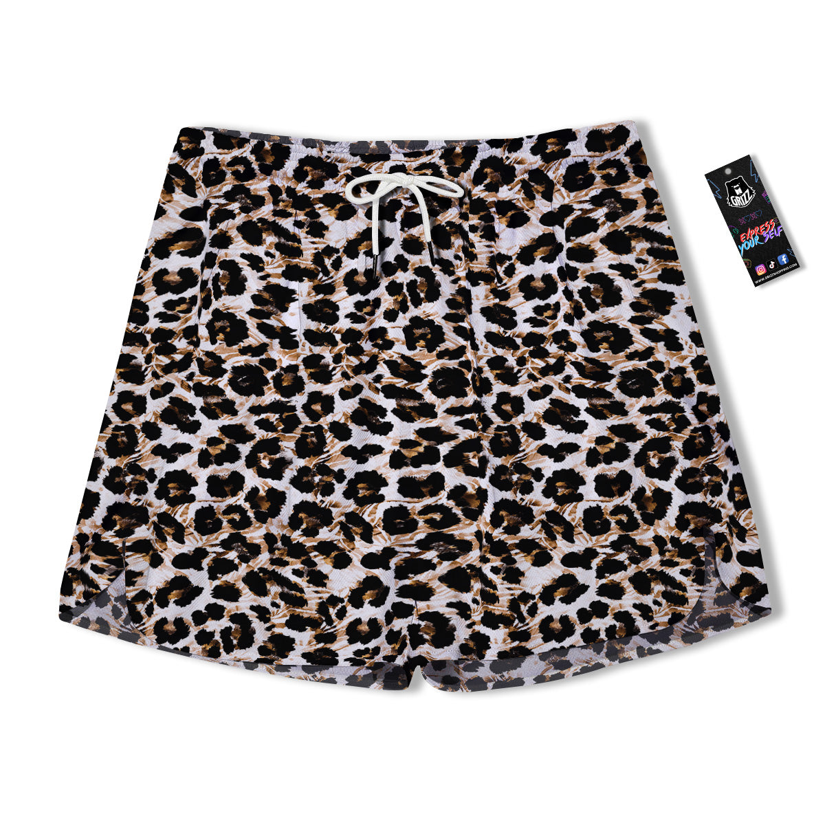 Abstract Watercolor Leopard Print Pattern Men's Running Shorts-grizzshop