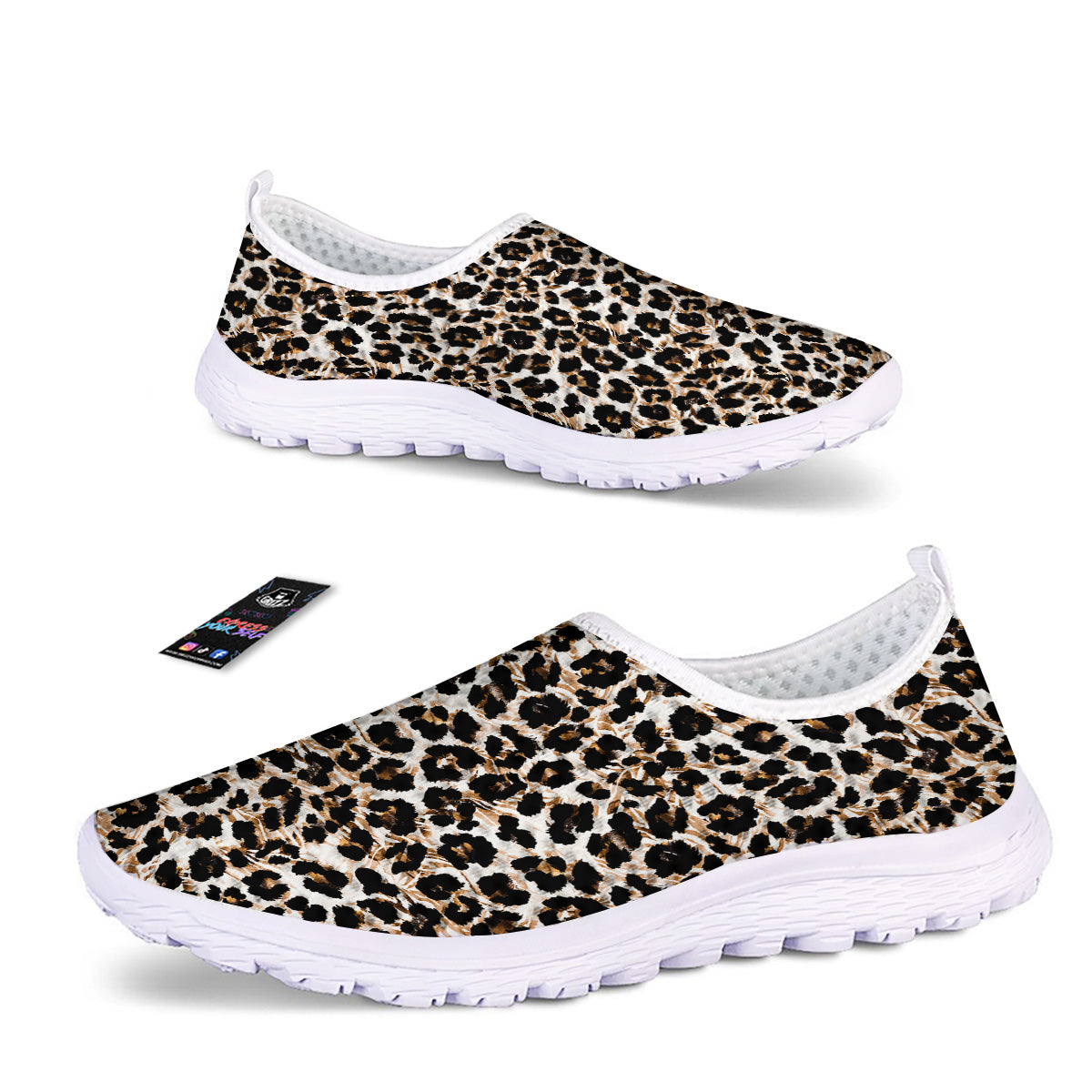 Abstract Watercolor Leopard Print Pattern Nurse Shoes-grizzshop
