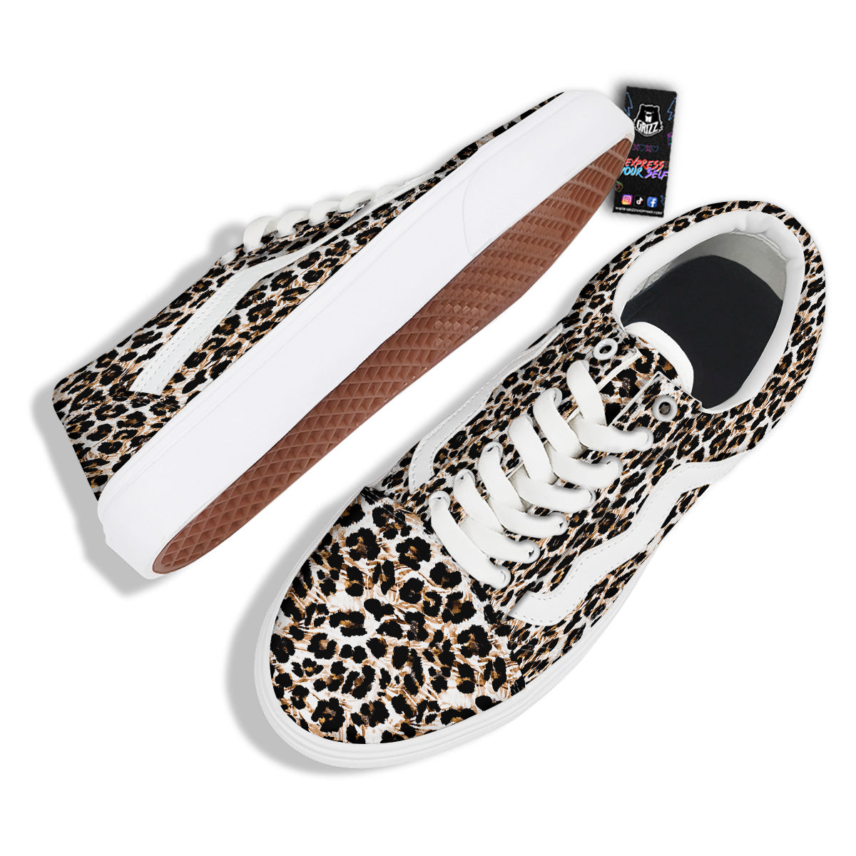 Abstract Watercolor Leopard Print Pattern Skate Shoes-grizzshop