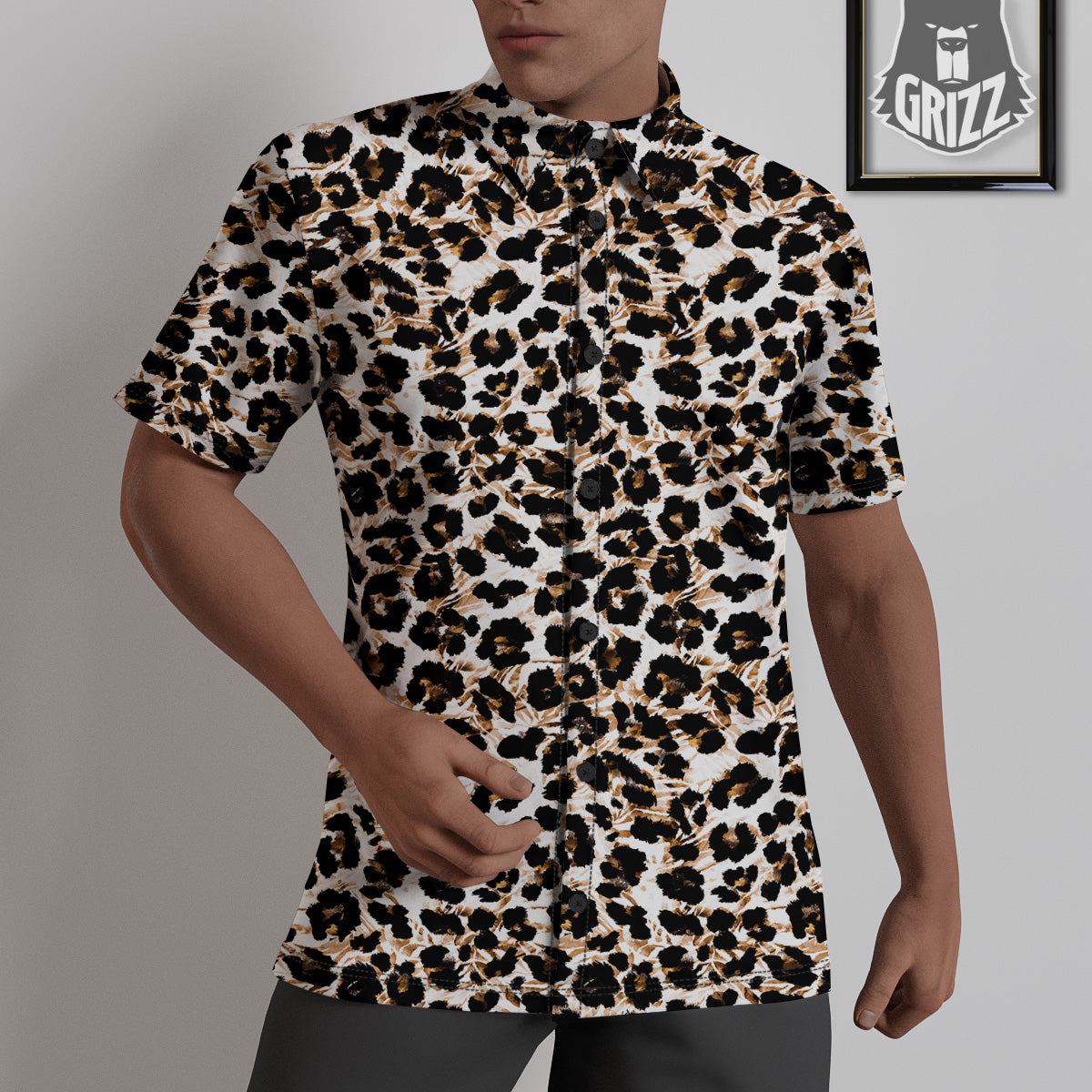 Abstract Watercolor Leopard Print Pattern Untucked Shirts-grizzshop