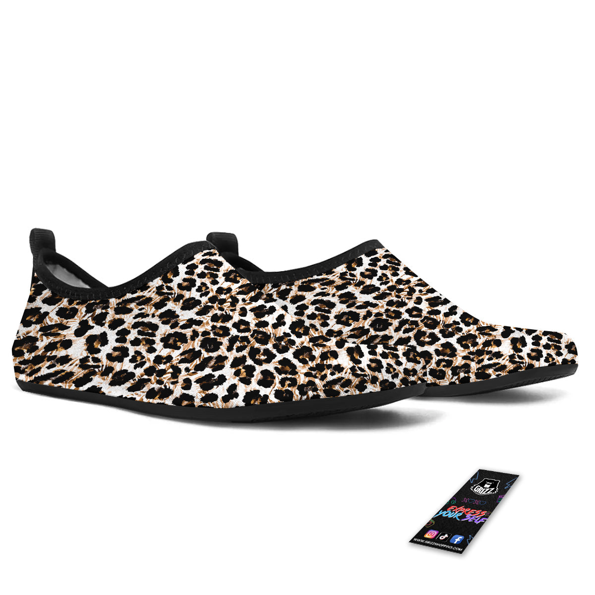Abstract Watercolor Leopard Print Pattern Water Shoes-grizzshop