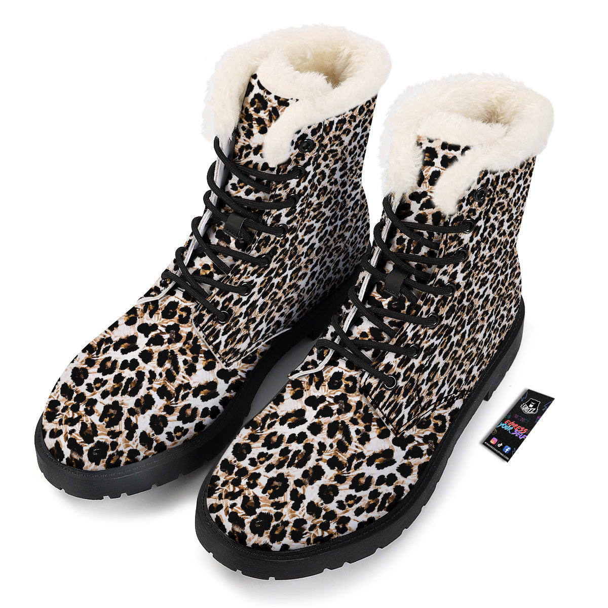 Abstract Watercolor Leopard Print Pattern Winter Boots-grizzshop