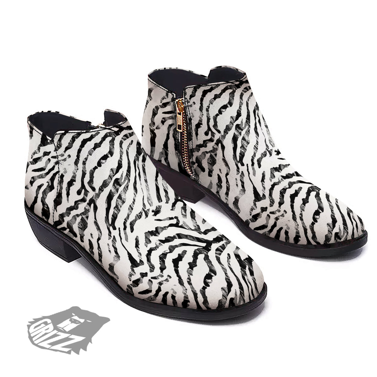 Abstract Watercolor Tie Dye Zebra Print Ankle Boots-grizzshop