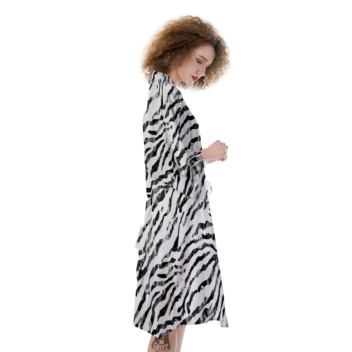 Abstract Watercolor Tie Dye Zebra Print Kimono-grizzshop