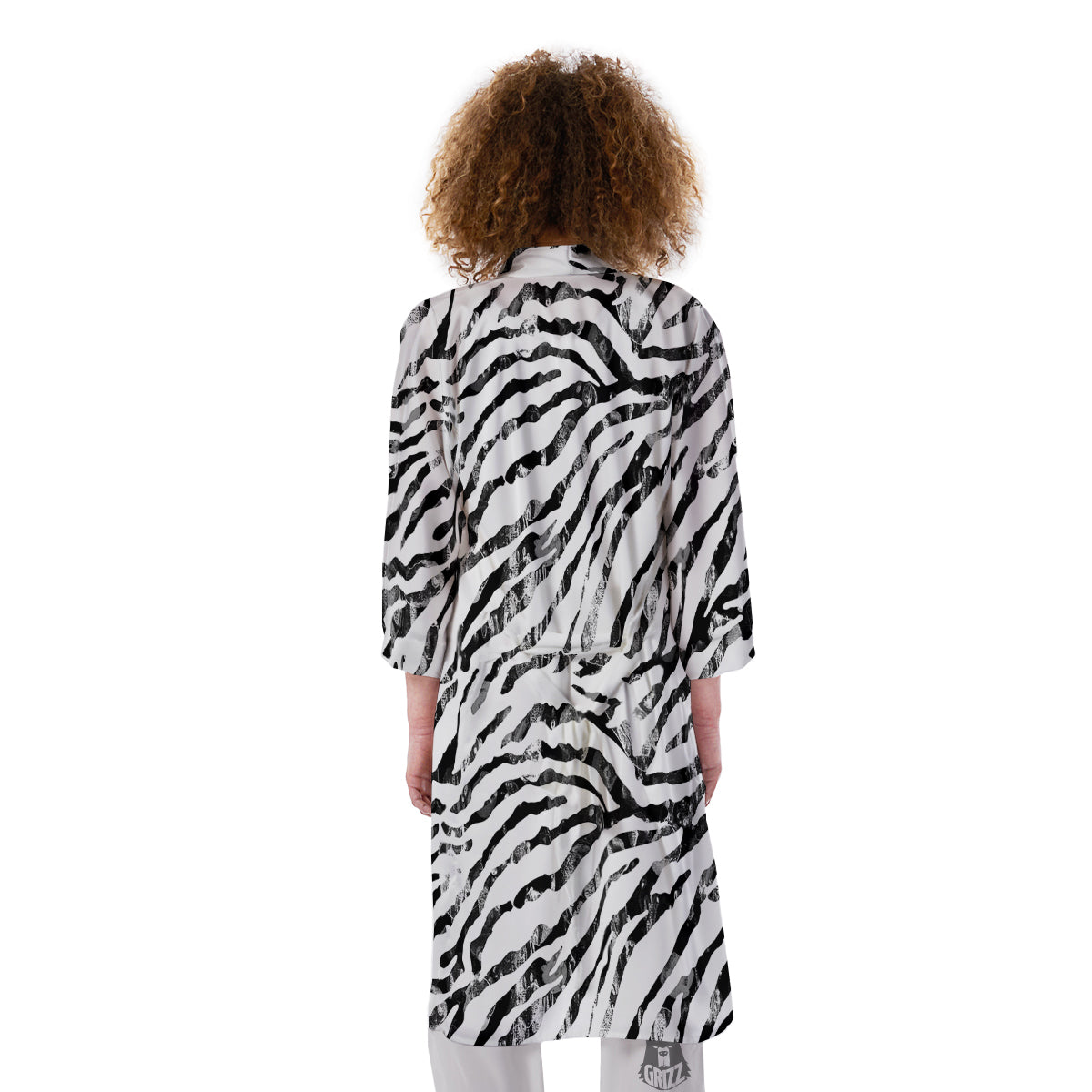 Abstract Watercolor Tie Dye Zebra Print Kimono-grizzshop