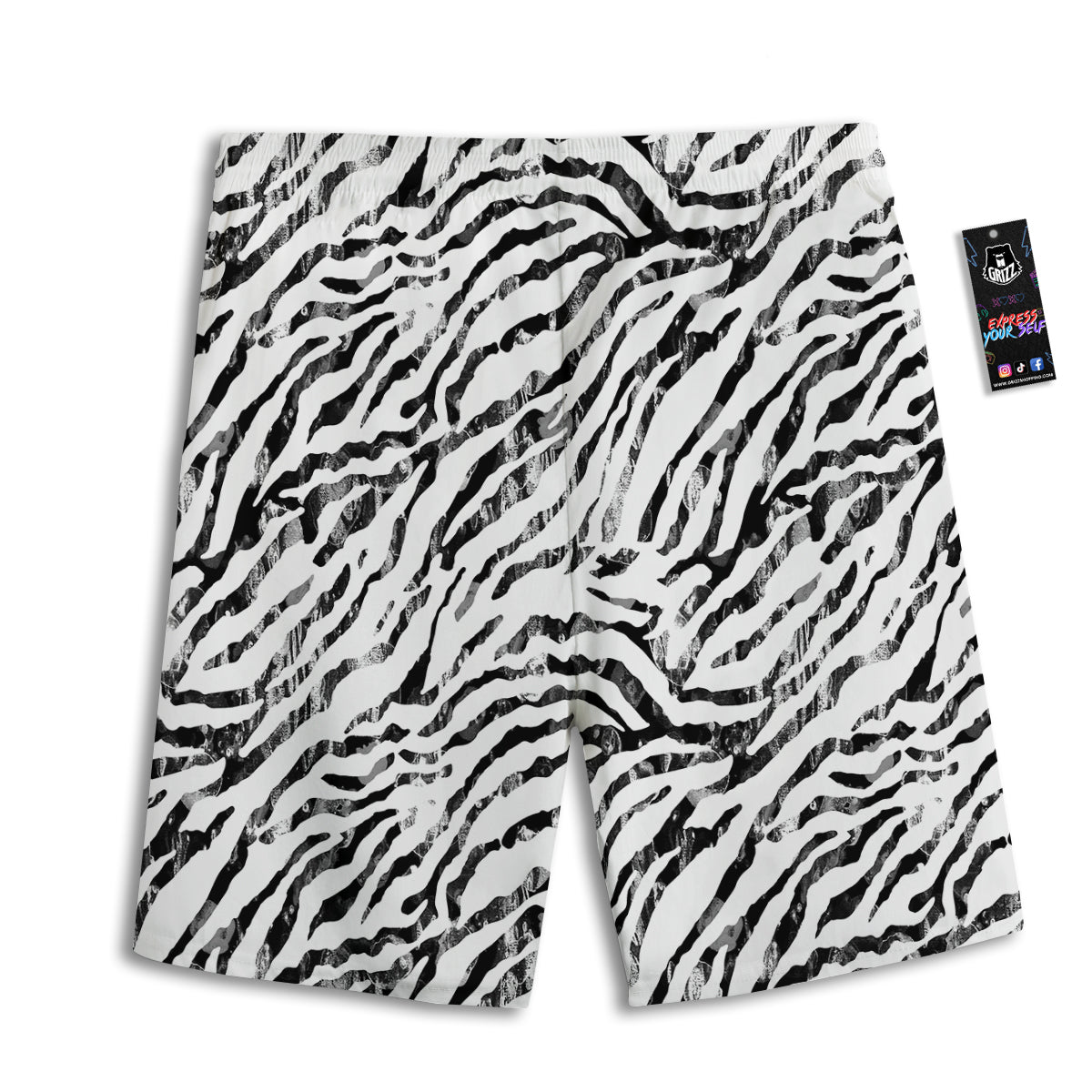 Abstract Watercolor Tie Dye Zebra Print Men's Athletic Shorts