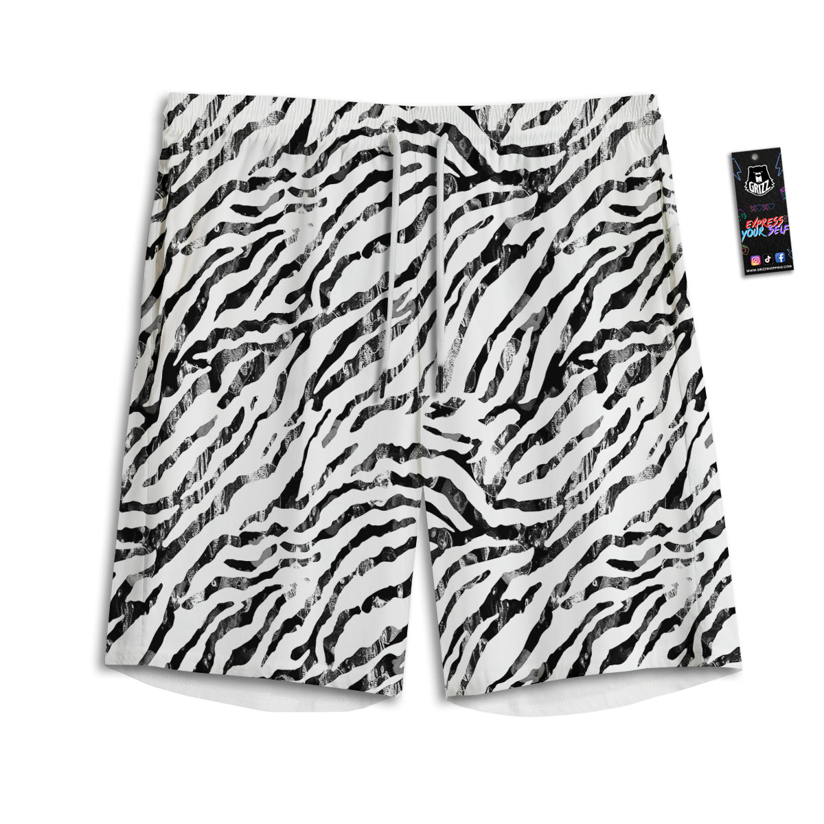 Abstract Watercolor Tie Dye Zebra Print Men's Athletic Shorts