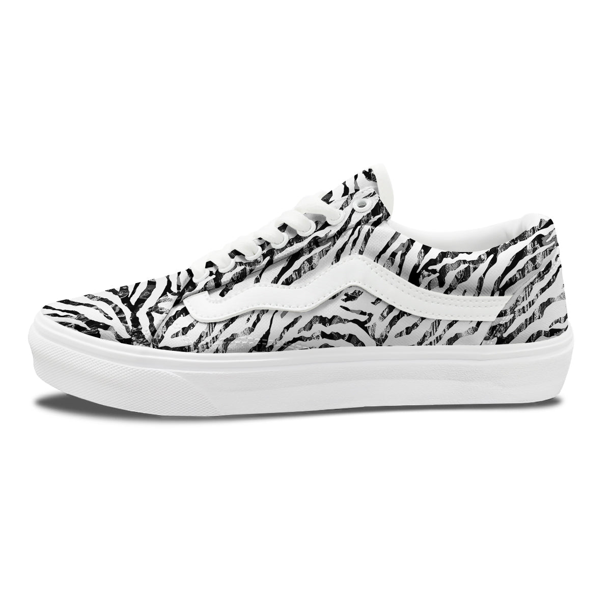 Abstract Watercolor Tie Dye Zebra Print Skate Shoes-grizzshop