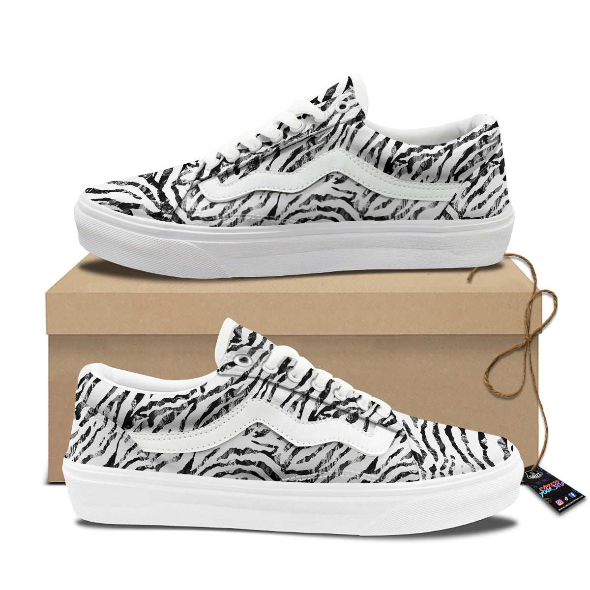 Abstract Watercolor Tie Dye Zebra Print Skate Shoes-grizzshop