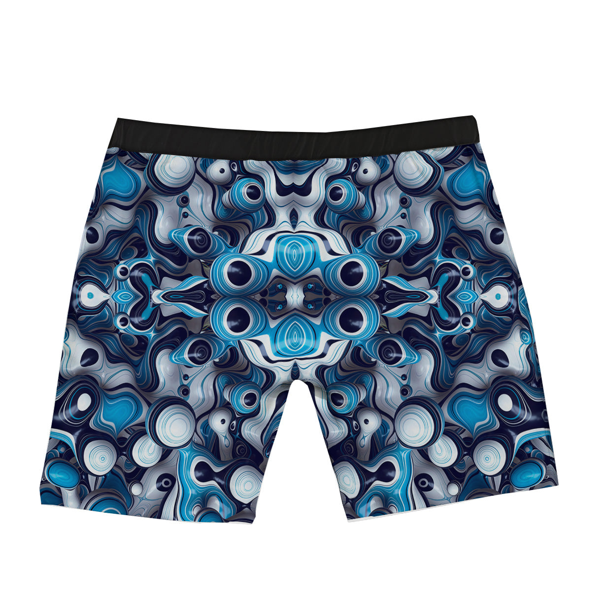 Abstract Wavy Bubbles Blue White Print Pattern Boxer Briefs-grizzshop