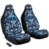 Abstract Wavy Bubbles Blue White Print Pattern Car Seat Covers-grizzshop