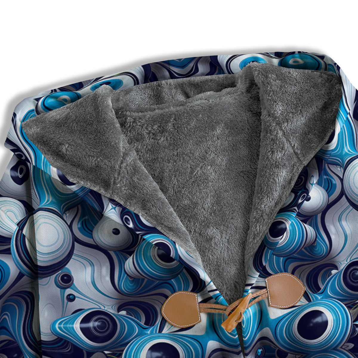 Abstract Wavy Bubbles Blue White Print Pattern Men's Windbreaker Jacket-grizzshop