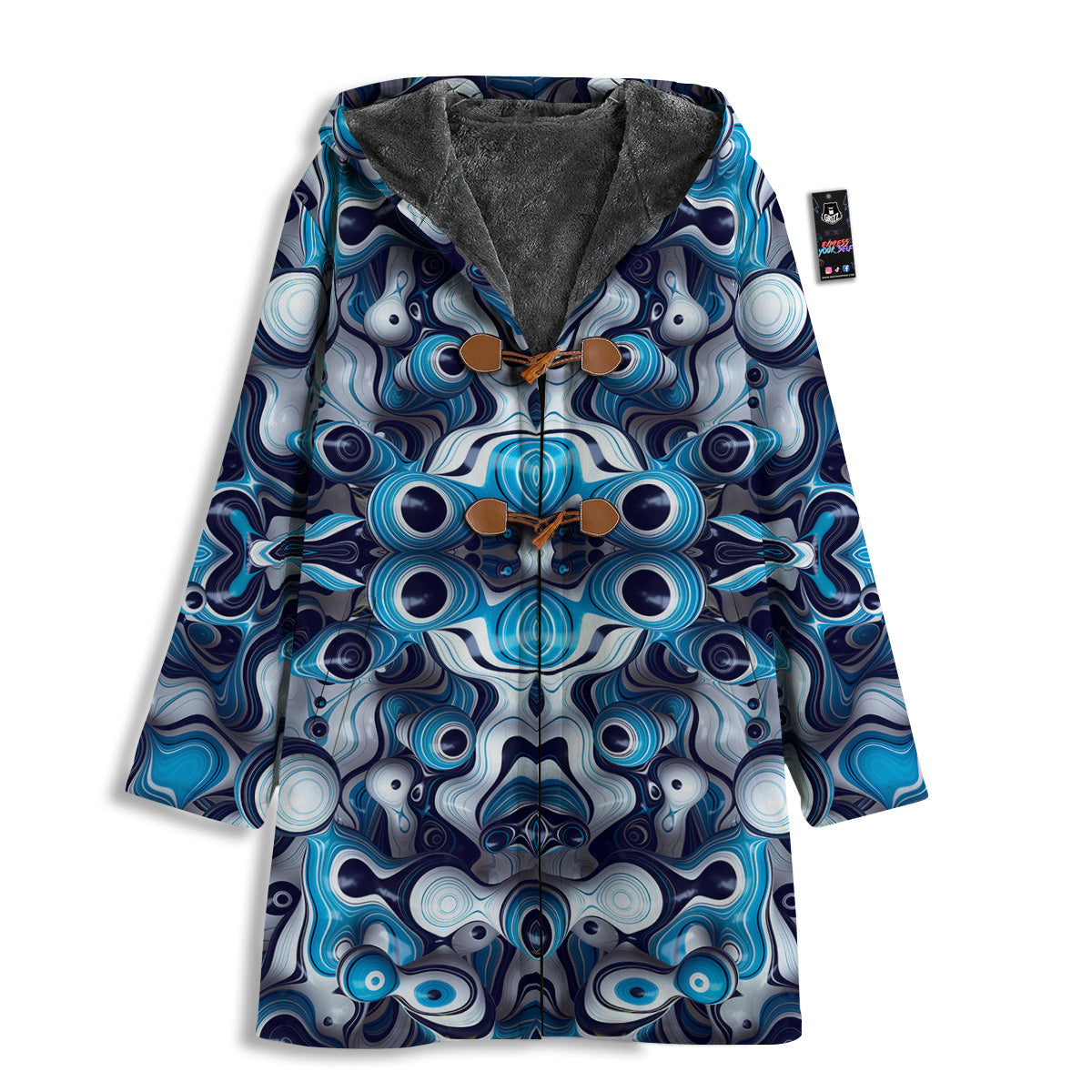 Abstract Wavy Bubbles Blue White Print Pattern Men's Windbreaker Jacket-grizzshop
