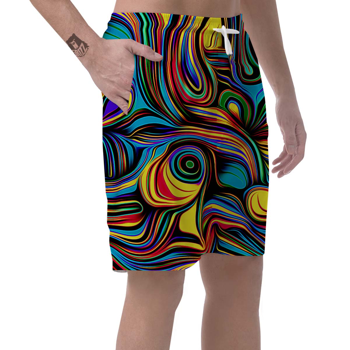 Abstract Wavy Men's Shorts-grizzshop