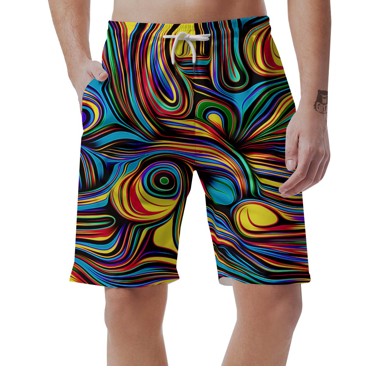 Abstract Wavy Men's Shorts-grizzshop