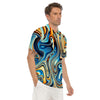 Abstract Wavy Psychedelic Men's Golf Shirts-grizzshop