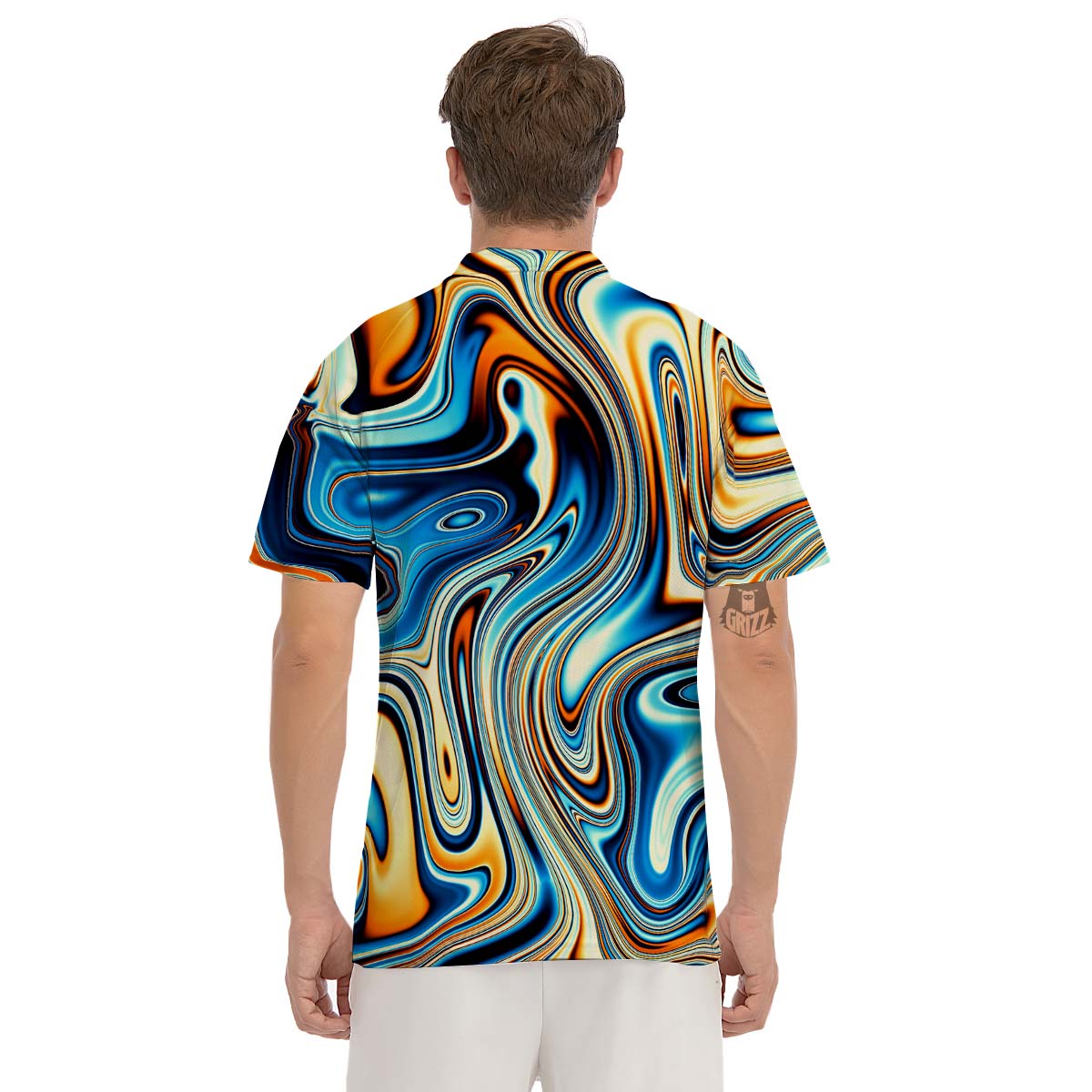 Abstract Wavy Psychedelic Men's Golf Shirts-grizzshop