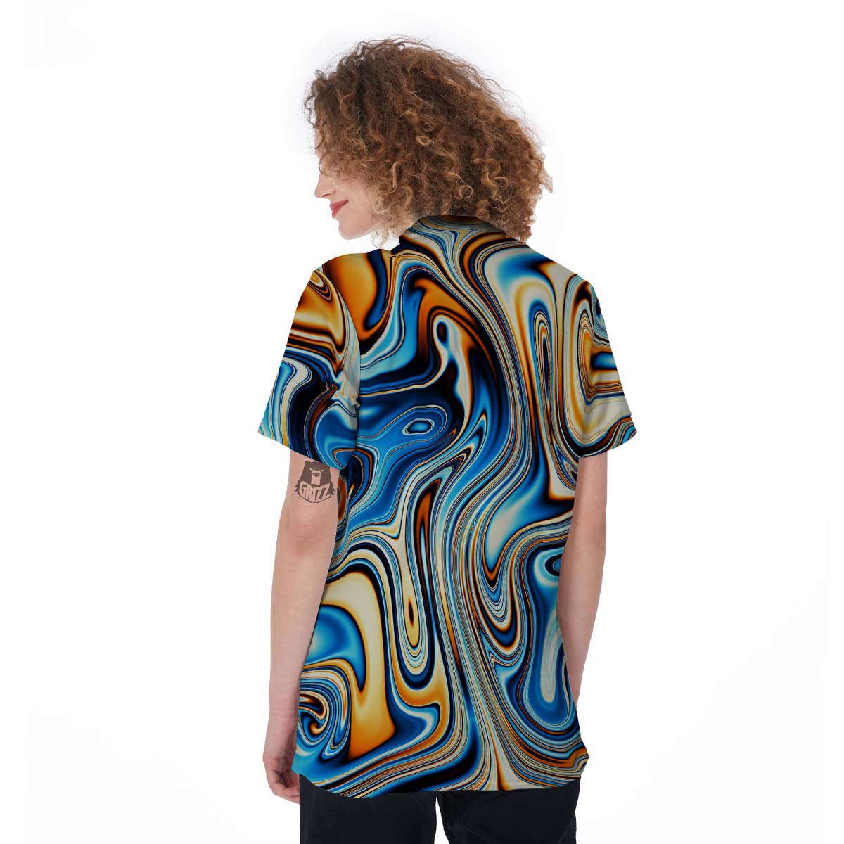 Abstract Wavy Psychedelic Women's Golf Shirts-grizzshop