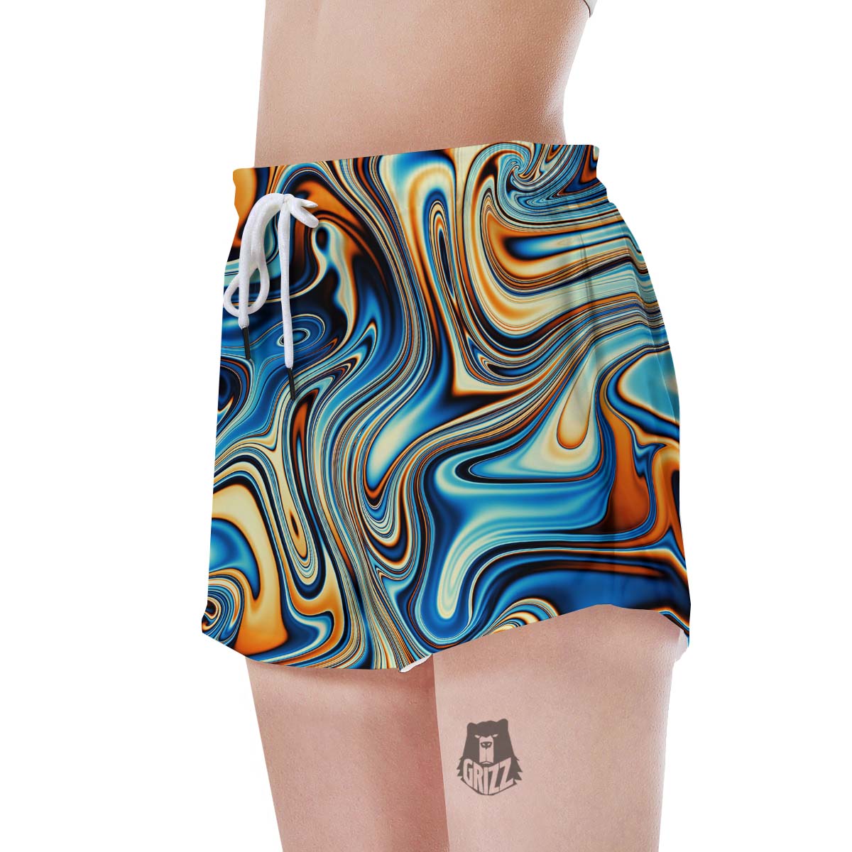 Abstract Wavy Psychedelic Women's Shorts-grizzshop